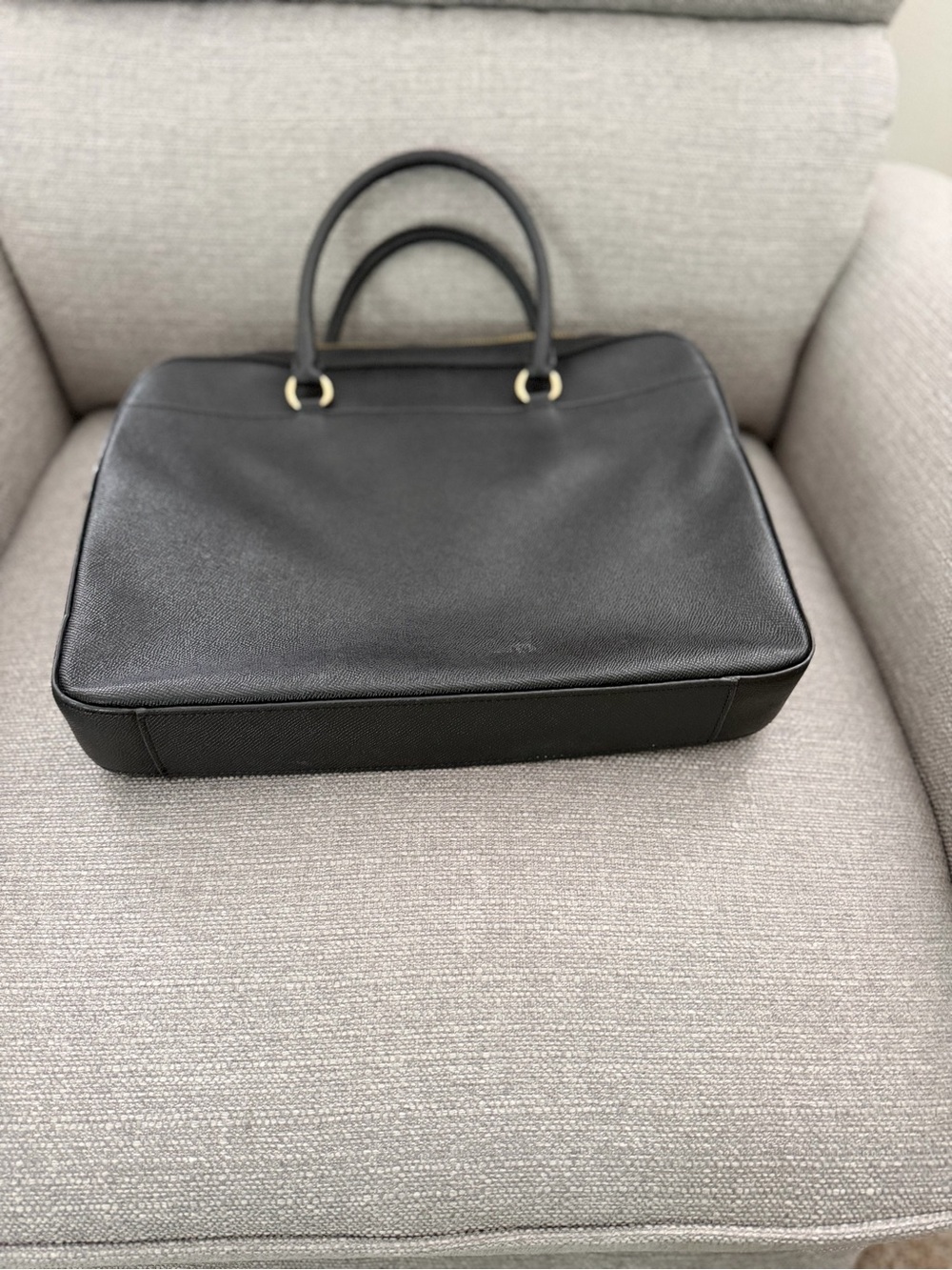Coach laptop case Black Leather Brief Tote with Gold Hardware no strap - Picture 3 of 7